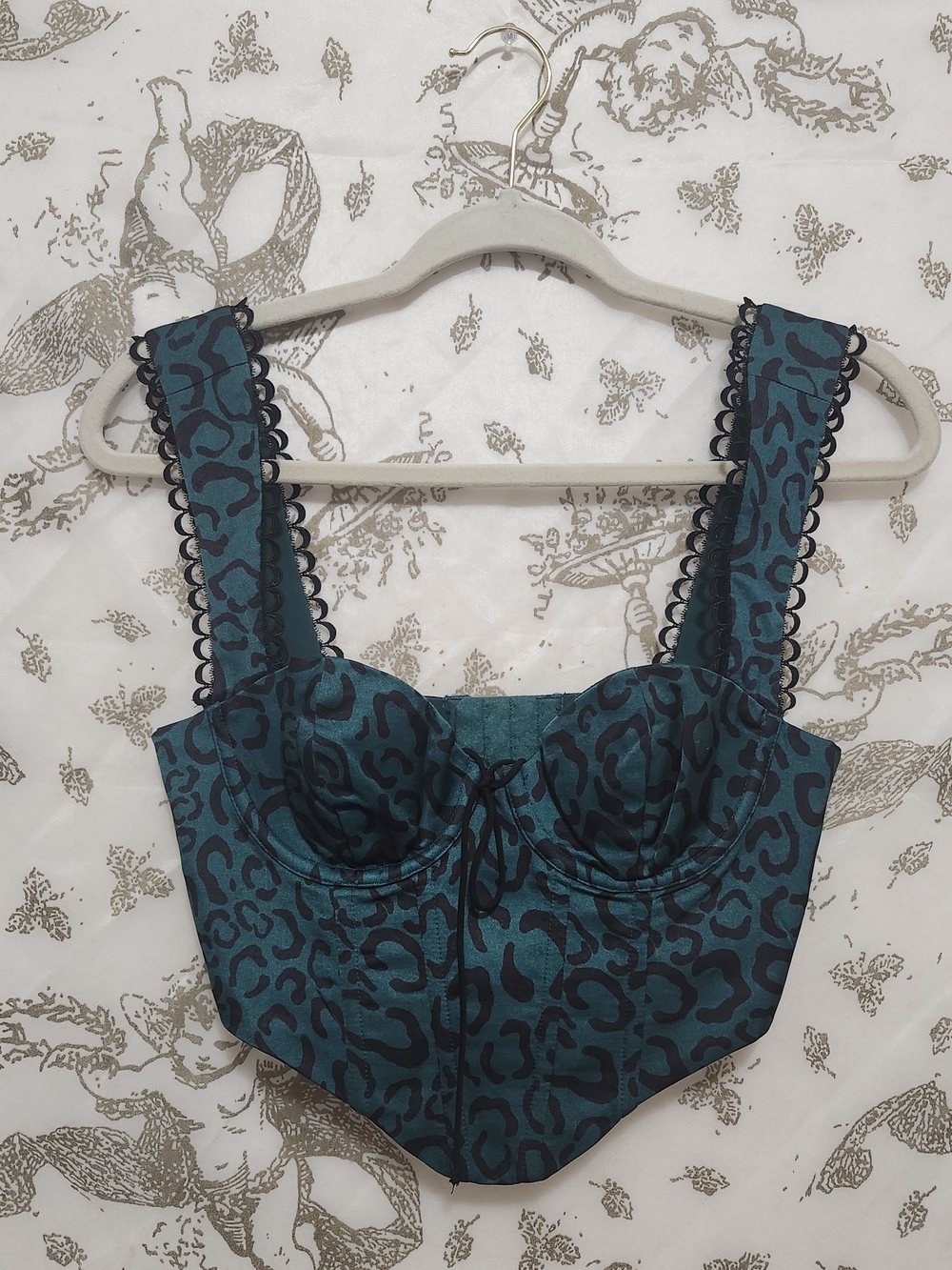 For Love & Lemons Sammie Crop - teal animal print sz small